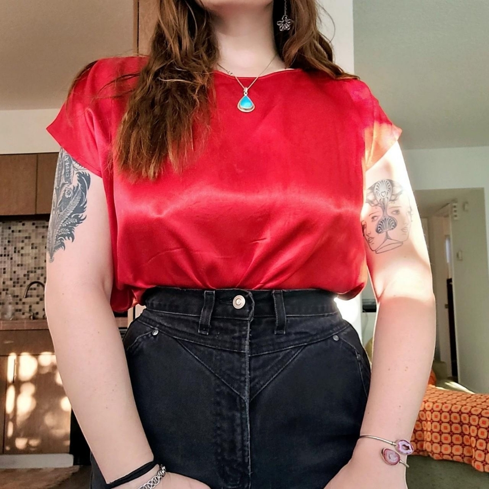 Vintage Silky Red Top